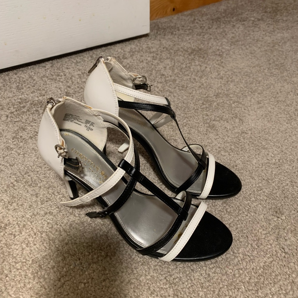 Christian Siriano Black and White Geometric Heels